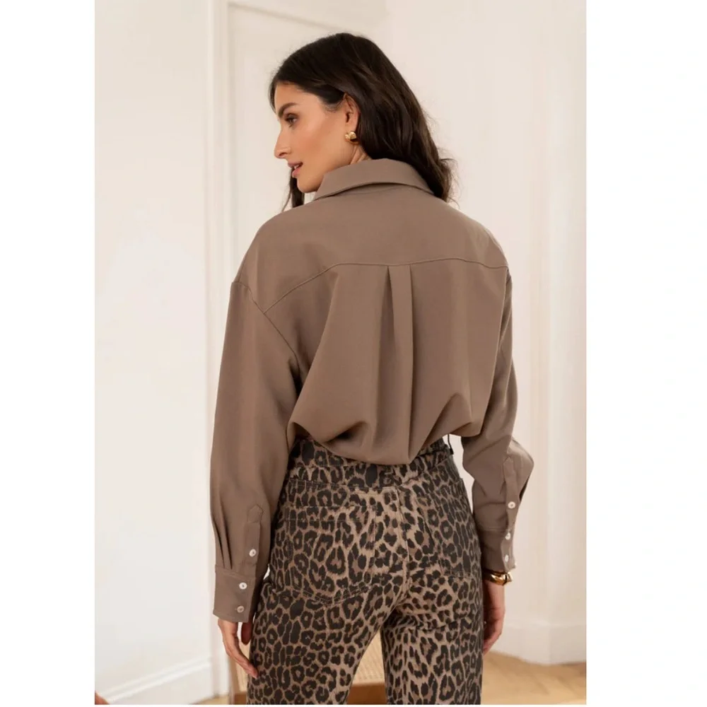 Oraije Paris cheetah print front pocket wide leg jeans, 36 / Small - Picture 2 of 9